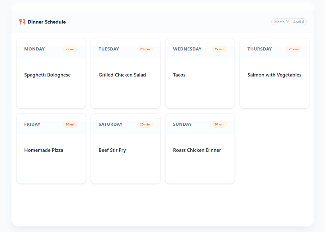 Meal planner + prep list